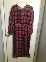 NEW Dreams &amp; Co Flannel Look Plaid Nightgown Long Sleeves Women&#39;s SZ 14/16 - £13.96 GBP