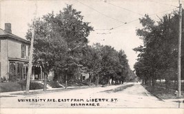Delaware Ohio University Avenue East From Liberty Street Latham Postcard c1910s - £4.67 GBP