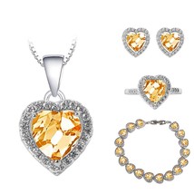 Jellystory jewelry set 925 sterling silver jewelry with heart shaped sap... - $53.01
