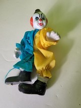 Vintage Clown Toy Porcelain Doll Multi Color 7&quot; - $21.78