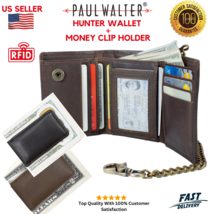 Hunter Leather Mens Biker Chain Wallet with RFID Blocking &amp; Free 2 Money... - $25.99