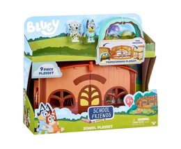 Bluey Calypso&#39;s School 9 Piece Transforming Playset -2 Figurines Chloe &amp; bluey - £33.19 GBP