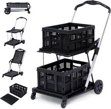 Folding Shopping Cart with Wheels Collapsible Carts Mobile Folding Trolley - £211.87 GBP