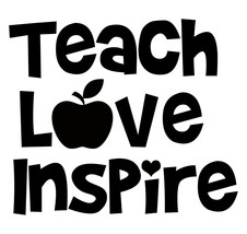 Any Color Teach Love Inspire Students Decal Sticker for car cup Teaching Apple - £5.50 GBP