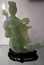Exceptional Chinese Jade Carving Female Figurine with Fan ca1950 China M... - $185.25