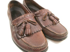 Bert Pulitzer Brown Leather Kilted Tassel Moc Toe Loafers Mens Size US 9.5  - £22.80 GBP