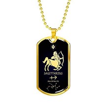 Express Your Love Gifts Sagittarius Zodiac Necklace 18k Gold Stainless Steel Dog - £43.85 GBP