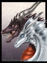 Auburn Female Dragon &amp; Silver Female Dragon Duo – Orange &amp; White Murano ... - £442.04 GBP