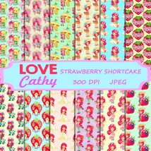 Strawberry Shortcake, Digital Paper, Vector .AI, JPEG, Printable, Party - £2.27 GBP