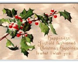 Holly And Berries Old Fashioned Christmas Embossed DB Postcard J18 - $2.92