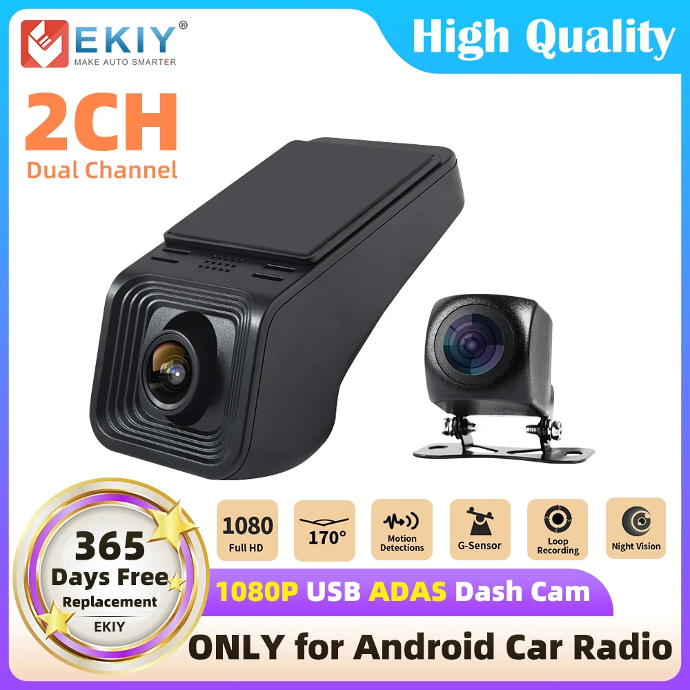 Ekiy D2 Car Dvr Dash Cam Hd 1080P Cyclic Recording Recorder Hidden Type Adas - £27.78 GBP+