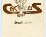 Cactus Steak House Menu US 41 By Pass South Venice Florida  - $21.84