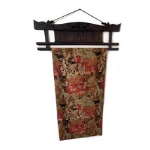 Vintage Weaving Loom Reed Fabric Display Hand-Carved Teak Wood Wall Hanging - £55.71 GBP