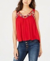 SELF ESTEEM Junior&#39;s True Red Floral Embroidered Sleeveless Top NWT Medium - $7.70