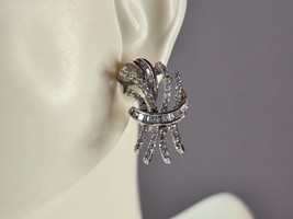 Womens Vintage Estate Sterling Silver CZ Earrings 7.0g E1887 - $39.60