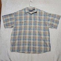 Panhandle Slim Mens Western Shirt XXL Pearl Snap Striped Blue Green Whit... - $25.87