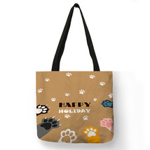 Cute Pet Black Cat Paw Prints Women Shoulder Bag Kitten Ladies Fashion Handbag E - £13.86 GBP