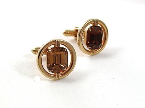 Primary image for 1950's - 1960's Goldtone & Light Brown Cufflinks By SWANK 31717