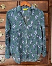 $110 ROLLER RABBIT Button-Up popover paisley cotton Pockets XS teal butt... - £19.43 GBP