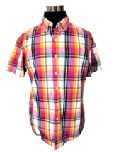 US Polo Association Shirt Men&#39;s Size Medium  Button Front Multicolor Pla... - £11.87 GBP