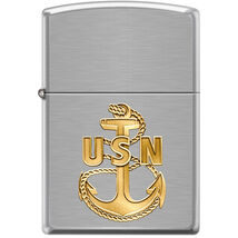 Zippo Lighter - US Navy on Brushed Chrome - 856418 - $30.03