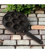 Vintage Cast Iron Aebleskiver Pan Danish Puff Pancakes 7 Holes Ebelskive... - £46.92 GBP