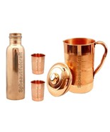 Copper Water Jug Pitcher 1500ML Copper Smooth Water Bottle 2 Glass Tumbl... - £38.15 GBP