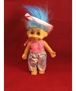 Vintage Russ Troll Doll In Garden Outfit With Blue Hair - $24.74