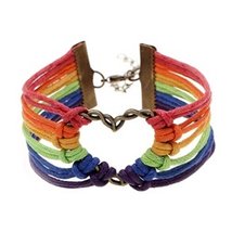 New PRIDE Bracelet Rainbow Infinity Heart Charm LGBT Braided Bracelet Gay Lesbia - £13.41 GBP