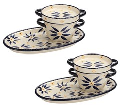 Temp-tations Old World Set of 2 20oz. Soup &amp; Sandwich Sets w/ Lid-its in Blue - £152.23 GBP