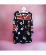 Fig &amp; Flower Anthropologie Top Women 2X Blue Red Floral Boho Tunic Blous... - €28,80 EUR