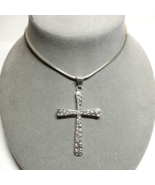 Solid STERLING SILVER Contemporary Christian Cross Pendant 18&quot; Necklace ... - £31.26 GBP