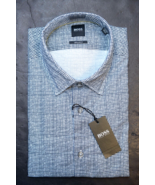 HUGO BOSS Herren Lukas Regular Fit Dunkelblau Kariert Weich Baumwolle Bu... - $59.38
