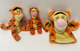 Vintage Lot of 3 Plush Winnie The Pooh Tigger 7&quot; 8&quot; and Puppet 8.5&quot; - £14.49 GBP