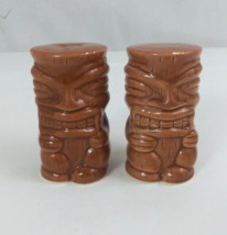Vintage Ceramic Lucky Tiki Idols Brown 3" Salt &amp; Pepper Shakers - $5.81