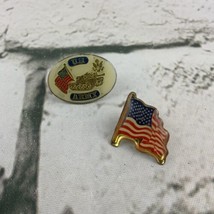 Lapel Pin Lot of 2 US Army American Flag Support Our Troops Patriotic Tank - £7.78 GBP