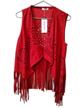 Hotloox Fringe Western Vest Size S Red 70&#39;s Cowgirl Hippie Boho  NWT - $11.00