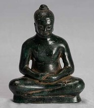 Antigüedad Khmer Estilo Bronce Meditación Jayavarman VII Estatua - 17cm/17.8cm - £202.88 GBP