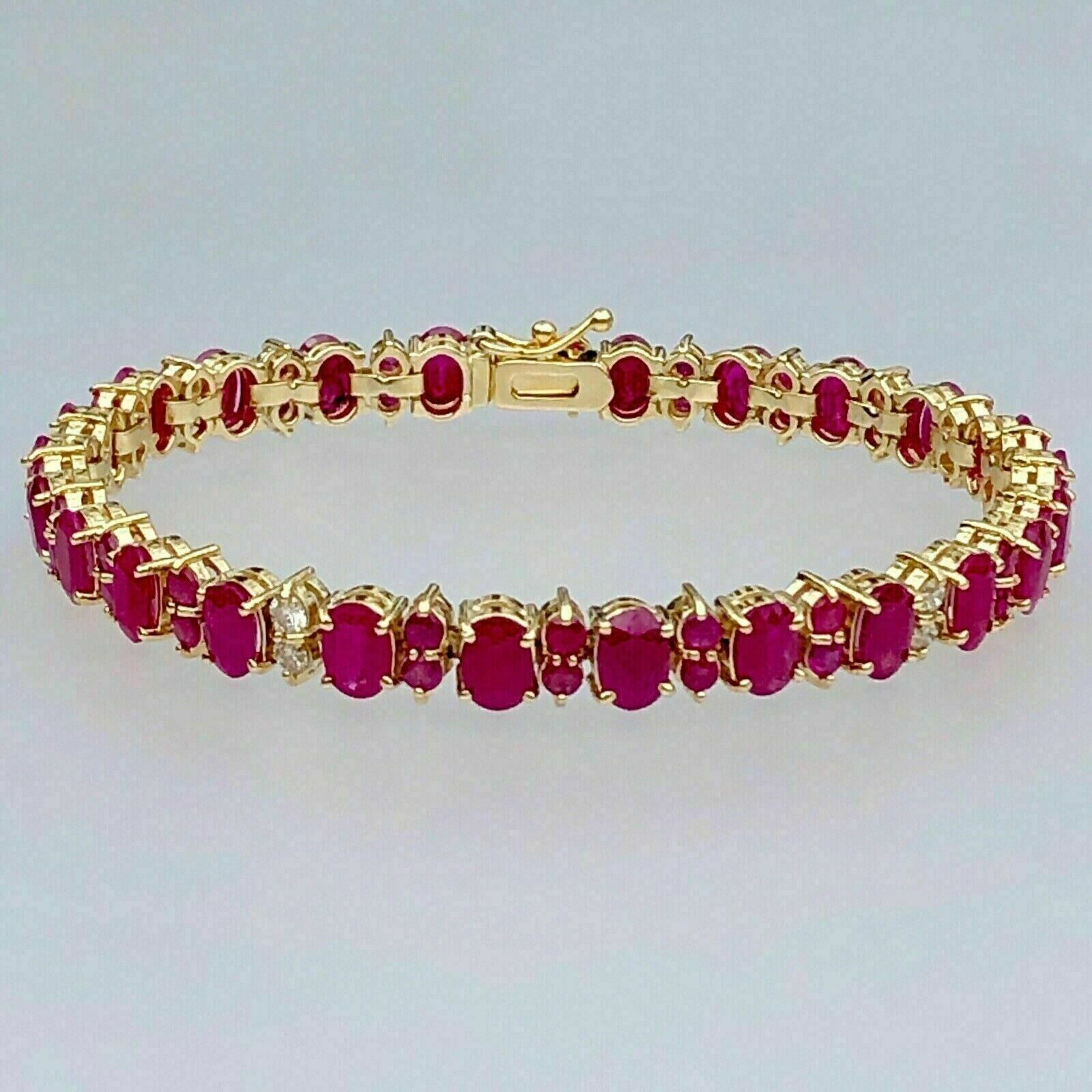 14.5CtOval CZ Brazalete de Rubí Rosa Línea de Tenis Redondo Chapado en Oro... Item image 7