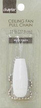 Tear Drop Ceiling Fan WHITE WOOD PULL + 11&quot; silver nickel Chain CHAPTER ... - $15.32