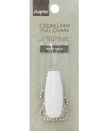 Tear Drop Ceiling Fan WHITE WOOD PULL + 11&quot; silver nickel Chain CHAPTER ... - $282.05 MXN
