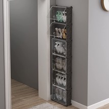 Maginels 6 Tier Shoe Rack Organizer With Cover, Narrow Shoe Shelf For Cl... - £47.09 GBP