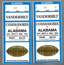 2 Vanderbilt Commodores Vs Alabama Crimson Tide 1995 Football Game Ticket Stubs - £15.48 GBP