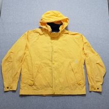 London Fog Jacket Mens Large Yellow Pockets Full Zip Hooded - $16.86