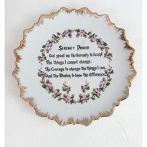 Vintage Serenity Prayer Poem Decorative Plate With Gold Tone Trim 7&quot; - £10.03 GBP