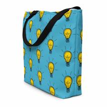 Creative Idea Concept Design Yellow Bulb Blue Beach Bag - £33.91 GBP