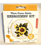Sunflowers Mini Cross Stitch Embroidery Kit Kikkerland with Bamboo Hoop ... - £9.58 GBP