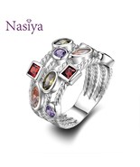 Nasiya 100% Genuine Silver 925 Jewelry Rings For Women Multiple Colorful... - £18.21 GBP