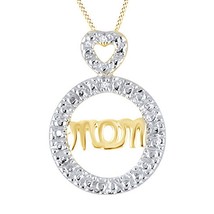 0.01 KT Rotondo Diamante Naturale Mom Cerchio Ciondolo Collana 14K Oro Giallo - £112.39 GBP