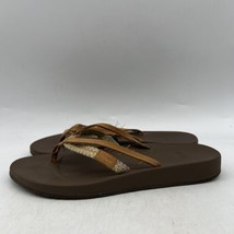 TEVA Brown Leather Casual Flip Flop Sandals Thongs Shoes Women&#39;s Size 7 - £11.61 GBP
